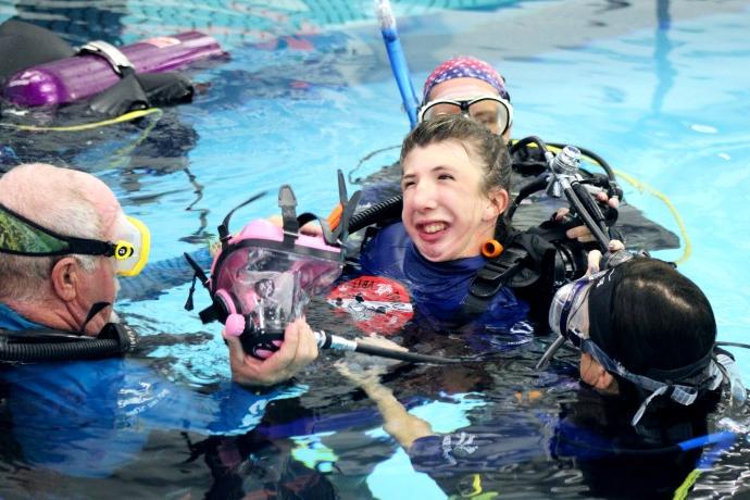 Grace, a girl with Escobar's Syndrome, learns how to scuba dive with the Adapt-Able Foundation